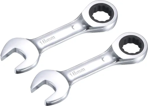 Vista 6 de uxcell Llave combinada de trinquete rechoncha de 0.236 in métrica 72 dientes 12 puntos herramientas terminadas en caja, CR-V 2 piezas