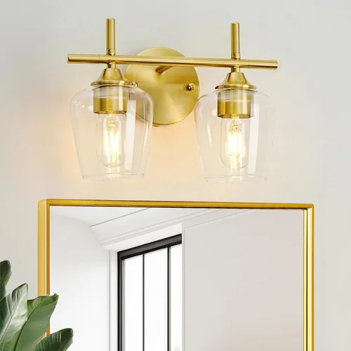 Vista 8 de Accesorios de luz de baño de 2 luces, Luz de tocador moderna negra, Lámpara de pared de baño para espejo, cocina, dormitorio, pasillo, sala