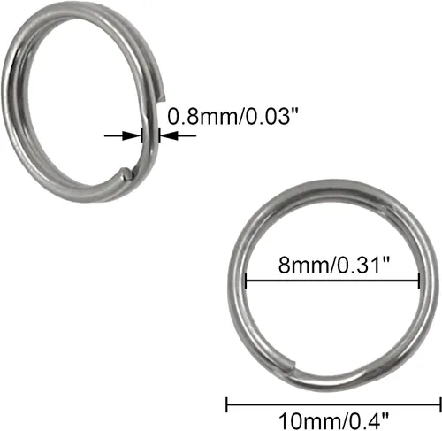 Vista 3 de BokWin 60 llaveros pequeños, anillos divididos de acero inoxidable, mini anillo de salto dividido con bucles dobles, llaveros redondos, anillos