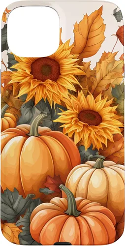 Vista 9 de iPhone 16 Nice Art Of Fall Pumpkins, Sunflowers, And Autumn Leaves Case