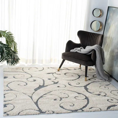 Vista 48 de SAFAVIEH Florida Shag Collection - Alfombra decorativa, 2 x 3 pies, color crema y beige, diseño de volutas, no desprende pelusa y fácil de limpiar