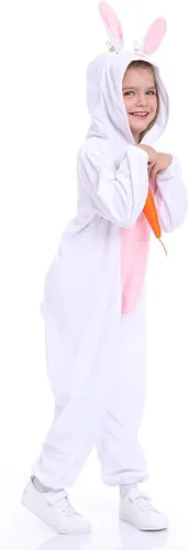 Vista 2 de Disfraz unisex de animales para niños pijamas de animales con capucha para niños disfraz de Halloween para niños y niñas