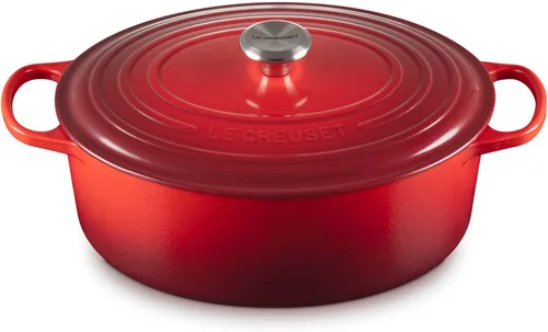Vista 11 de Le Creuset - Olla holandés redonda con tapa de cocina, hecha de hierro fundido esmaltado, 6.75 cuartos de galón, color alcachofa, colección signature