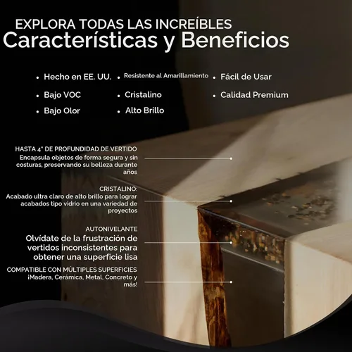 Vista 3 de Promise - Kit de resina epoxi para verter profundamente, 1.5 galones, hasta 4 pulgadas de profundidad de vertido
