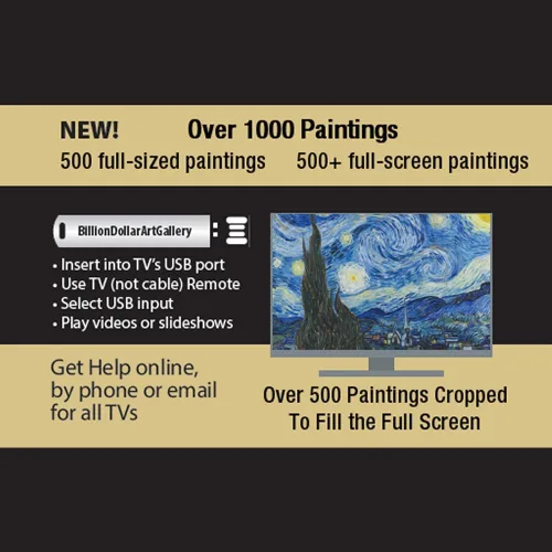 Vista 3 de BillionDollarArtGallery Transforma tu televisor en arte de pared Muestra 500 de las pinturas más icónicas del mundo Art TV Regalo único