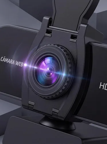 Vista 5 de Cámara web HD 1080P con micrófono, cancelación de ruido, cubierta de privacidad, lente gran angular, corrección de luz automática, cámara web USB