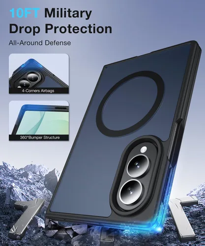 Vista 6 de NO.1 Magnetic for Samsung Galaxy Z Fold 8 Case with MagSafe Black [Military Grade Drop Tested][Translucent Matte][Anti-Fingerprint] Soft Silicone
