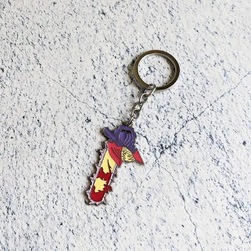 Vista 4 de Llavero de esmalte de anime, motosierra Pochita Power Denji Man Llavero Aleación Colgante Figura
