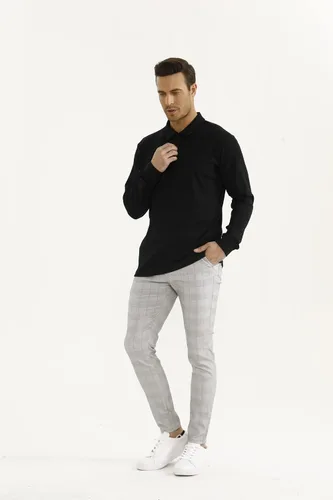 Vista 8 de GINGTTO Polo y suéter de manga larga para hombre ajuste delgado elástico casual elegante con botones