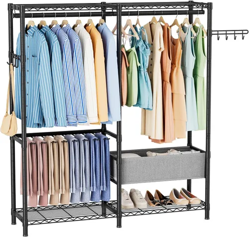 Vista 13 de Golpart Perchero resistente con estantes ajustables para ropa Negro
