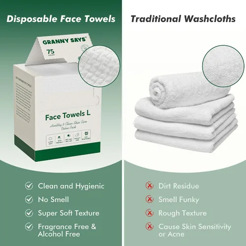 Vista 3 de GRANNY SAYS Toalla facial desechable, 300 unidades/4 cajas, toallas faciales de base biológica de 10 x 8 pulgadas, toallas faciales desechables