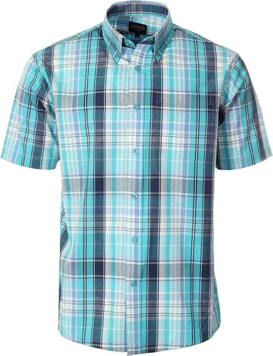 Vista 26 de Gioberti Men's Casual Plaid Button Down Short Sleeve Shirt 1162 - Royal / Negro / Gris