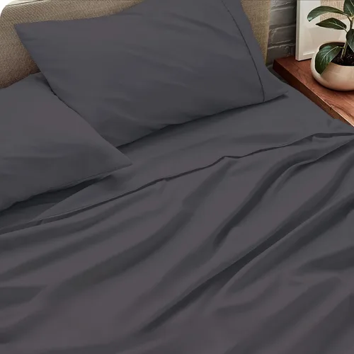 Vista 11 de Negro liso, tamaño individual, juego de sábanas de 4 piezas, 100% algodón egipcio, 600 hilos, bolsillo profundo de 21 pulgadas, colección de sábanas