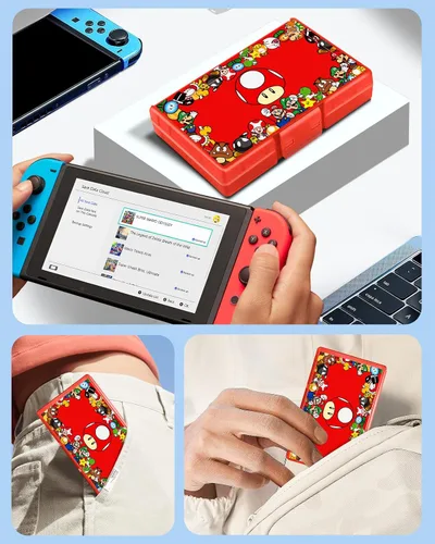Vista 6 de oqpa for Nintendo Switch Game Case for SwitchOLEDLite Game Card with 24 Game Slots & 2 Micro SD Card Slots Cute Cartoon Design Holder for Switch