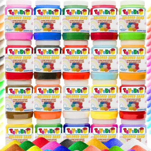 Vista 8 de Arena para arte de arena [20 colores: 15 libras] Arenas de colores a granel, deliciosas arenas divertidas para manualidades, fiestas, niños, bonitas
