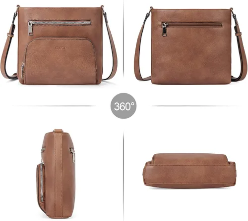 Vista 7 de CLUCI Bolso cruzado para mujer, con múltiples bolsillos, de piel vegana, bolso de hombro pequeño, bolso de hombro para verano, viaje, diseñador