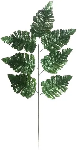 Vista 4 de Seda artificial de cuero de 18 pulgadas, hojas de helecho, vegetación floristería, calidad floristería, 7 hojas por tallo, 3 racimos en total 252