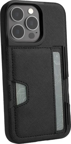 Vista 7 de Smartish Funda tipo cartera para iPhone 11 Pro - Wallet Slayer Vol. 2 [soporte protector delgado] tarjetero (seda) - Black Tie Affair