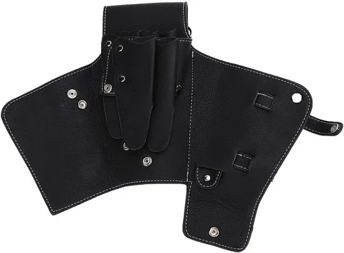 Vista 9 de ZJchao Riñonera para estilista, tijeras de peluquería, bolsa de cintura de piel sintética, herramientas de peluquería, estuche para tijeras