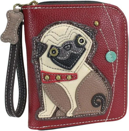 Vista 18 de Chala - Cartera con cremallera, para muñeca, 8 ranuras para tarjetas de crédito, piel sintética resistente Bluebird - Verde azulado
