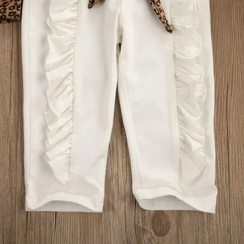 Vista 9 de Conjunto de 2 piezas de ropa de otoño e invierno para niña pequeña, camiseta de manga larga abombada, pantalones largos rectos, conjunto de 2 piezas