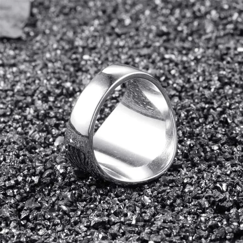 Vista 3 de PAMTIER Anillo minimalista de acero inoxidable con diseño de hojas de marihuana talladas
