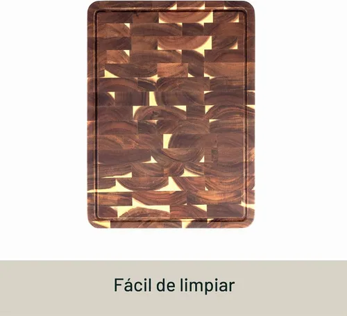 Vista 3 de All-Clad Kitchen Essentials Tabla de cortar de acacia con ranura para jugos de 19 x 14 pulgadas, 1 pulgada de grosor, tabla de cortar para carne