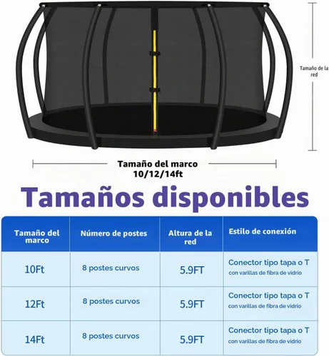 Vista 2 de Anillo superior de repuesto para cama elástica para 8 postes curvos, red de seguridad redonda, accesorios de trampolín con hebillas de protección