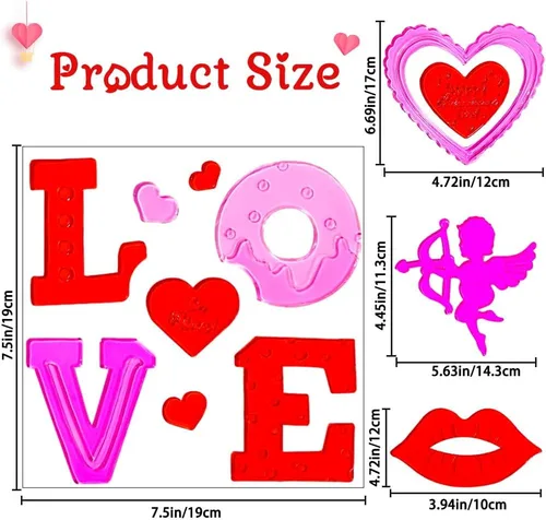 Vista 2 de XIMISHOP 6 calcomanías de gel para ventana de San Valentín para decoración de ventanas