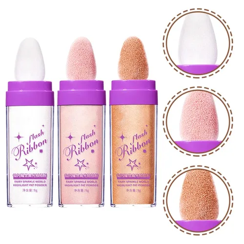 Vista 7 de FOMIYES 3 unidades de polvo iluminador para rostro, cuerpo y cabello, polvo brillante de palmaditas rosa perla y marrón dorado para tonos de piel
