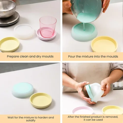 Vista 4 de BOOWAN NICOLE Molde de silicona para posavasos de platillo,Molde de plato de jabón de cemento,Molde de soporte de jabón de concreto para ducha