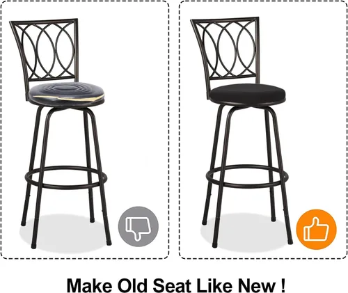 Vista 4 de Deisy Dee 4 fundas de asiento redondas para taburetes de bar, fundas elásticas para sillas redondas de 13 a 16 pulgadas (negro)