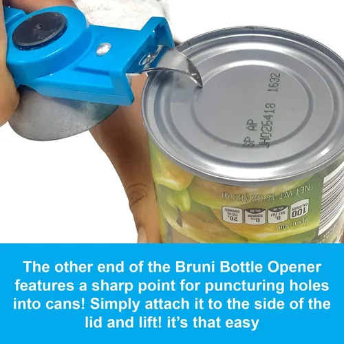 Vista 5 de Bruni - Abridor de botellas multifunción – Tapa de seguridad para medicamentos, abrebotellas fácil de usar para niños, manos débiles, ancianos