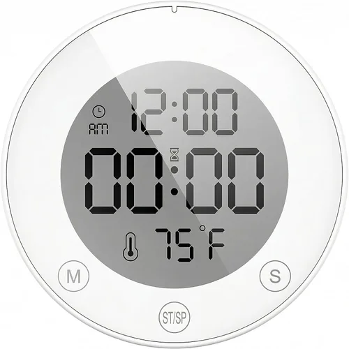 Vista 16 de KADAMS - Temporizador digital con alarma, impermeable para pulverización de agua para baño, regadera, cocina, temporizador táctil, visualización