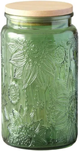 Vista 20 de ANSQU Tarro de vidrio vintage para almacenamiento en encimera de cocina, tarros de dulces con tapas, recipiente de café para café molido, tarro