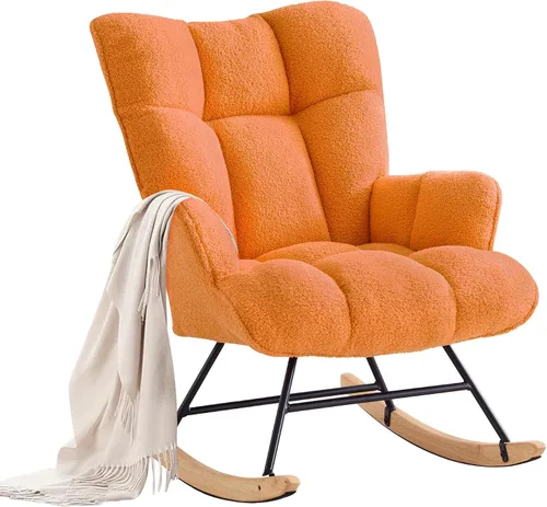 Vista 10 de Zedachica Mecedora de peluche rosa para guardería, tela de forro polar suave, ergonómica y ajustable, solo para uso en interiores Rosa bebé