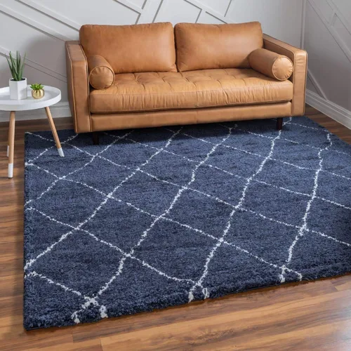 Vista 41 de Unique Loom Rabat Shag Collection - Alfombra de área con enrejado (2 pies 2 pulgadas x 3 pies 1 pulgada, rectangular, marfil puro/gris)