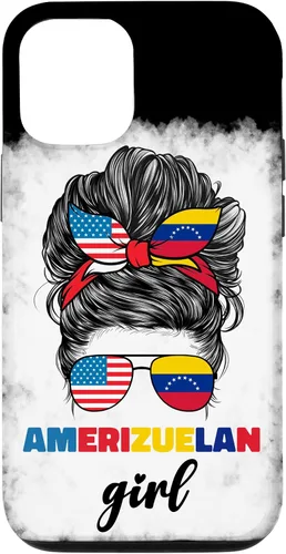 Vista 26 de iPhone 16 Half American And Venezuelan USA Venezuela Flag Girl Funda para mujer