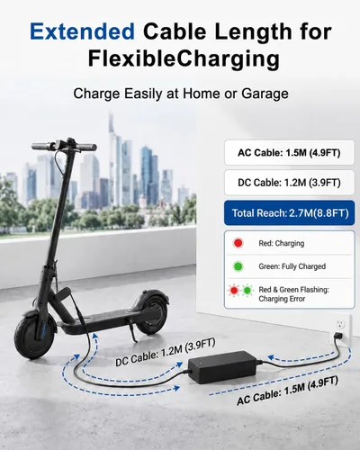 Vista 5 de Cargador VHBW 42V 2A compatible con scooter eléctrico Segway Ninebot
