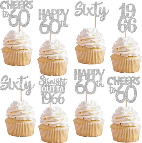Vista 85 de 30 piezas negras para cupcakes de 10.º cumpleaños con purpurina Ten Happy 10 Straight Outta 2016 para saludos a 10 años 10 cumpleaños, boda Negro