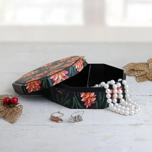 Vista 4 de storeindya Joyero de madera para baratijas cajas de recuerdo hechas a mano Navidad Acción de Gracias caja organizadora caja organizadora decoración