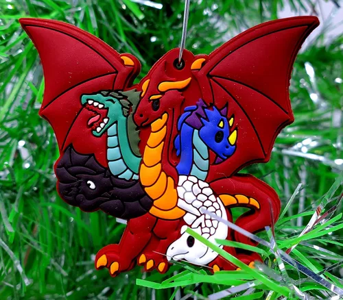 Vista 9 de Juego de 6 adornos navideños con temática de juego de rol de Dungeons and Dragons D&D (diseño inastillable)