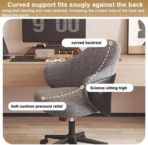 Vista 3 de Ergonomic Office Chair with Armrests and Wheels, Wide Seat Desk Chairs for Home Office, Apartment, Vanity