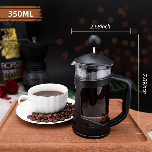 Vista 12 de RAINBEAN Mini Cafetera Francesa de Prensa, 1 Taza, 350 ml, Máximo Sabor con Filtro de Acero Inoxidable - Pequeña