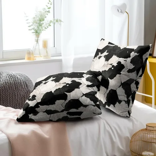 Vista 6 de Giwawa Juego de 2 fundas de almohada decorativas de piel de vaca, con estampado de vaca, funda de cojín con cuadrícula de piel de animal de granja