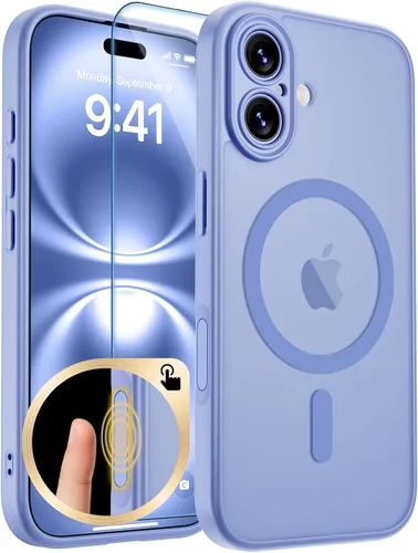 Vista 353 de zapica Funda magnética para iPhone Air, con protector de pantalla de vidrio templado, compatible con MagSafe, translúcida mate, a prueba de golpes