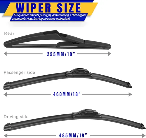 Vista 2 de 3 limpiaparabrisas de repuesto para Mini Cooper 2006-2011, cuchillas limpiaparabrisas de repuesto de equipo original - 19"/18"/10" pulgadas