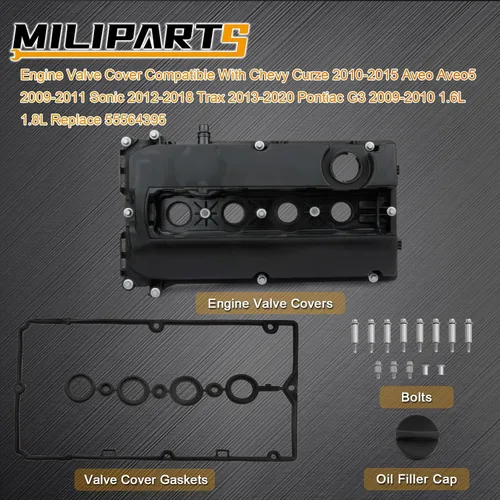 Vista 5 de Cubierta de válvula de motor compatible con Chevy Cruze 2010-2016 Aveo Aveo5 2009-2011 Sonic 2012-2018 Trax 2013-2020 Pontiac G3 2009-2010 1.6L 1.8L