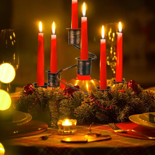 Vista 4 de Sliner - 3 portavelas de Navidad con forma de corona de Adviento de metal, anillo de vela en espiral Advent Wreath Candle Ring, Christmas