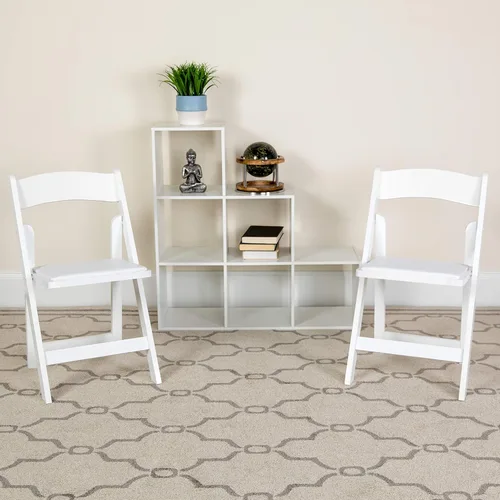 Vista 12 de EMMA + OLIVER Paquete de 4 sillas plegables de madera negra con asiento acolchado de vinilo